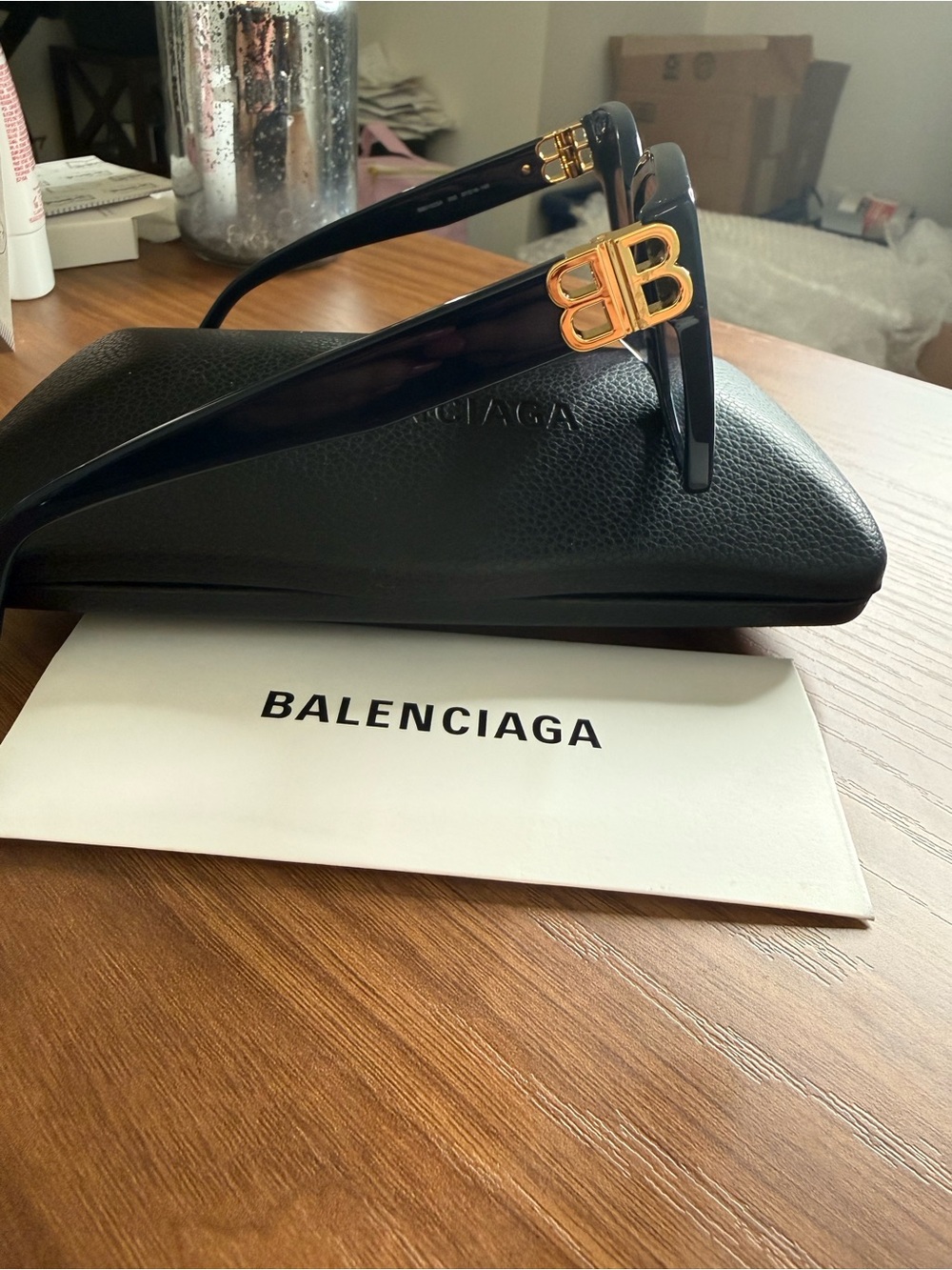 Balenciaga BB0102SA Dynasty Cat-Eye Sunglasses Blue Acetate / Gold (Asian Fit) - Picture 3 of 10